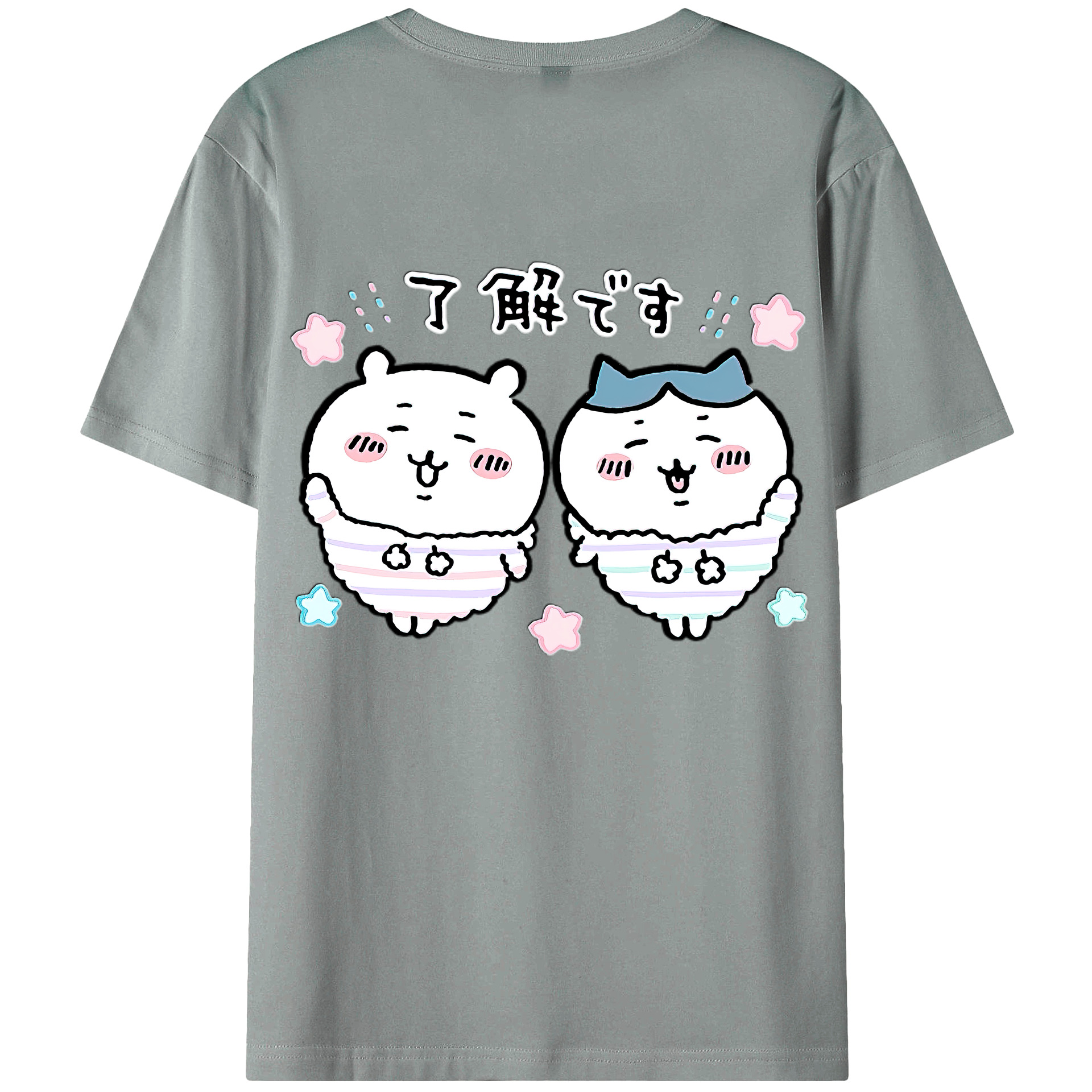 （画像用） ちいかわ ハチワレ Chii-kawa hachiware 綿100％ メンズ半袖Tシャツ（バックプリント） 通気性